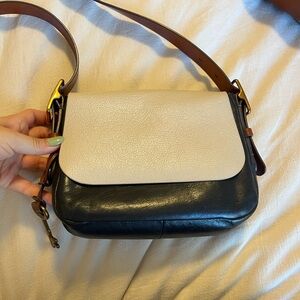 Fossil Two-Tone Leather Crossbody Bag